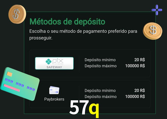O cassino 57q oferece uma grande variedade de métodos de pagamento